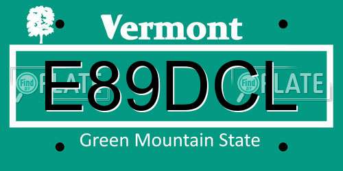 E89DCL Vermont License Plate