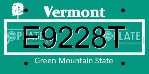 E9228T Vermont License Plate