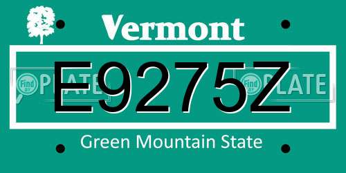 E9275Z Vermont License Plate