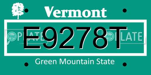 E9278T Vermont License Plate