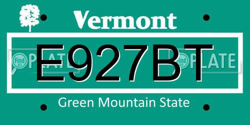 E927BT Vermont License Plate