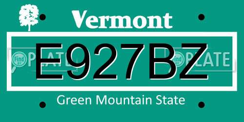 E927BZ Vermont License Plate