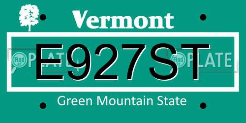 E927ST Vermont License Plate