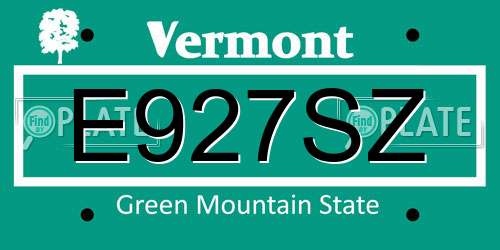 E927SZ Vermont License Plate