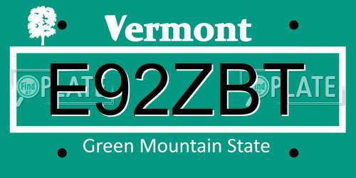 E92ZBT Vermont License Plate