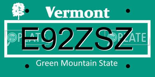 E92ZSZ Vermont License Plate