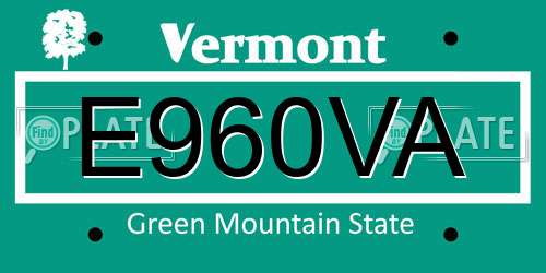 E960VA Vermont License Plate