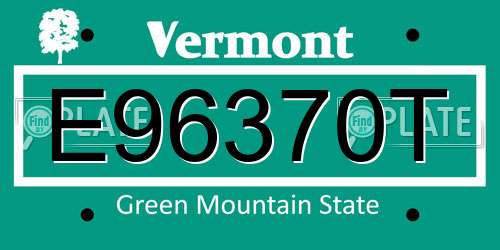 E96370T Vermont License Plate