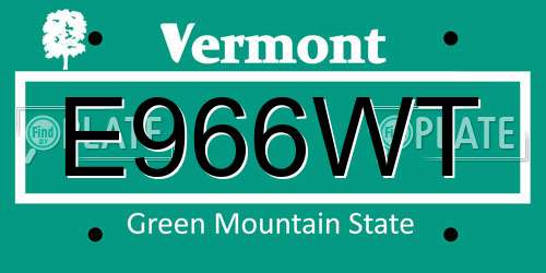 E966WT Vermont License Plate