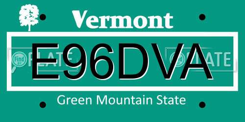 E96DVA Vermont License Plate
