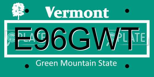 E96GWT Vermont License Plate