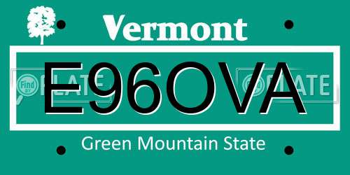 E96OVA Vermont License Plate