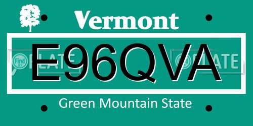 E96QVA Vermont License Plate