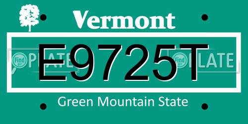 E9725T Vermont License Plate