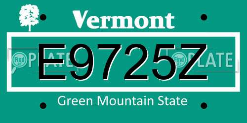 E9725Z Vermont License Plate