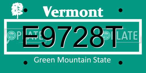 E9728T Vermont License Plate