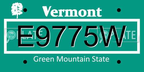E9775W Vermont License Plate
