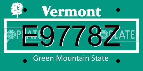 E9778Z Vermont License Plate