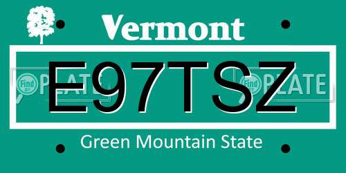 E97TSZ Vermont License Plate