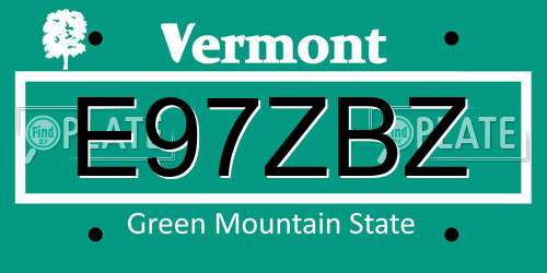 E97ZBZ Vermont License Plate