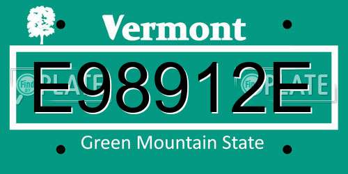 E98912E Vermont License Plate