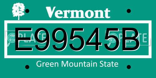 E99545B Vermont License Plate