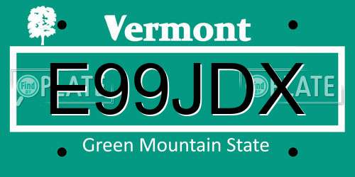 E99JDX Vermont License Plate