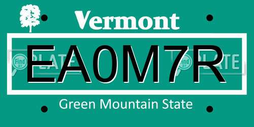 EA0M7R Vermont License Plate