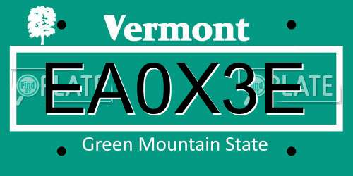 EA0X3E Vermont License Plate