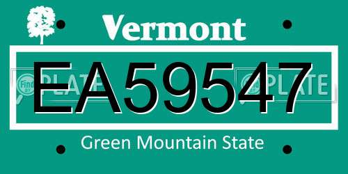 EA59547 Vermont License Plate