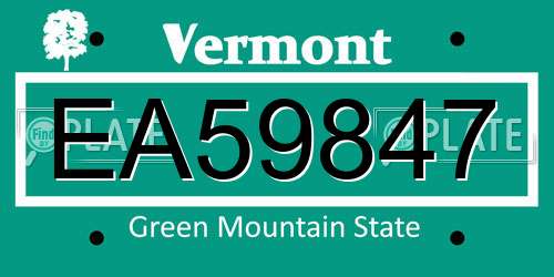 EA59847 Vermont License Plate