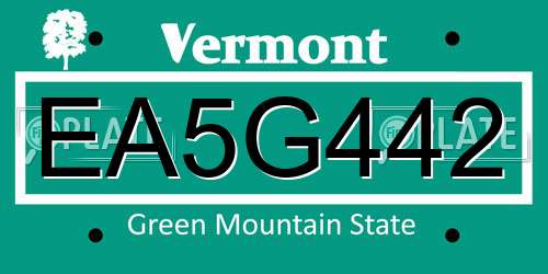 EA5G442 Vermont License Plate