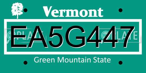 EA5G447 Vermont License Plate