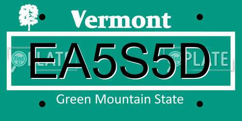 EA5S5D Vermont License Plate