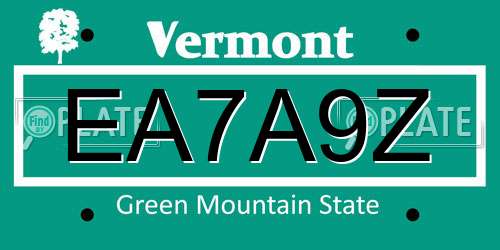 EA7A9Z Vermont License Plate