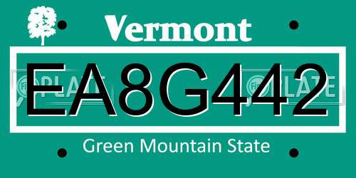 EA8G442 Vermont License Plate