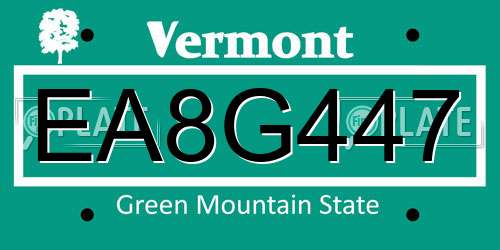 EA8G447 Vermont License Plate