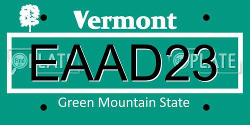 EAAD23 Vermont License Plate