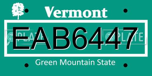 EAB6447 Vermont License Plate