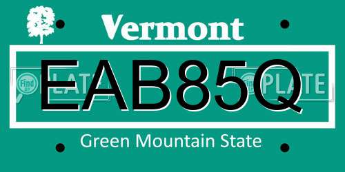 EAB85Q Vermont License Plate