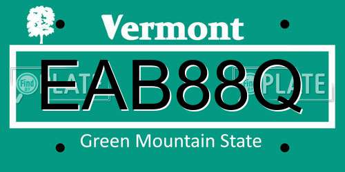 EAB88Q Vermont License Plate
