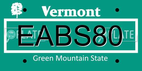 EABS80 Vermont License Plate