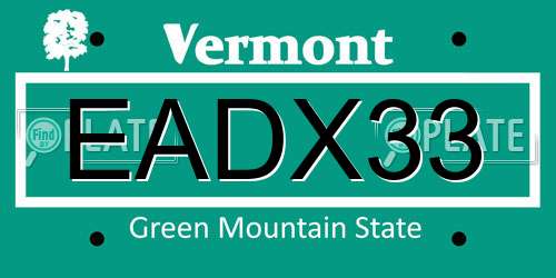 EADX33 Vermont License Plate