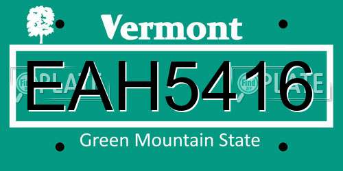 EAH5416 Vermont License Plate