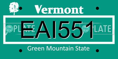 EAI551 Vermont License Plate