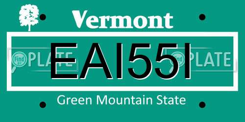 EAI55I Vermont License Plate