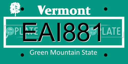 EAI881 Vermont License Plate