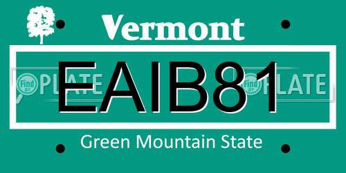 EAIB81 Vermont License Plate