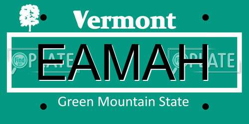 EAMAH Vermont License Plate