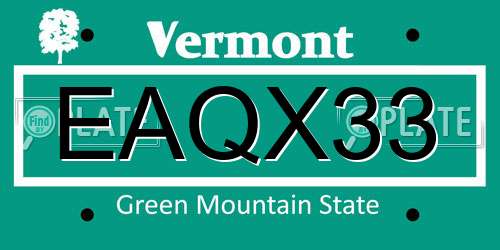EAQX33 Vermont License Plate